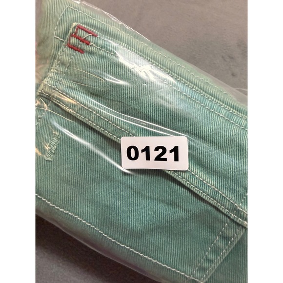 BDG Teal Distressed Carpenter Denim Shorts Raw Hem Women Grunge Hipster - Picture 8 of 8